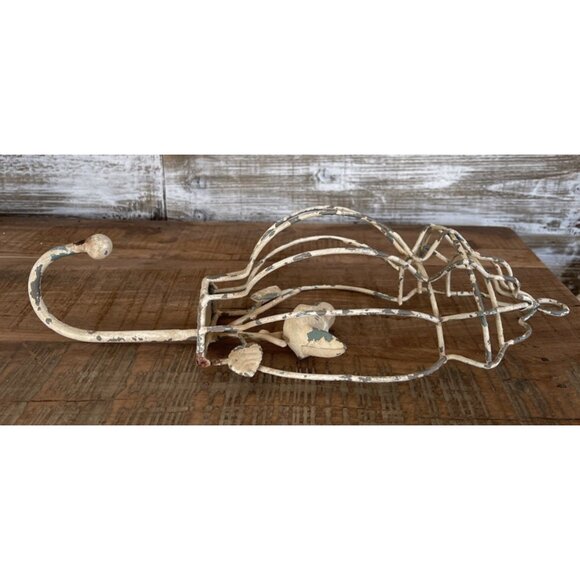 2 Rustic Metal Bird Cage Hooks Leaves Decorative Cottage Core Farmhouse Nature - Picture 6 of 9